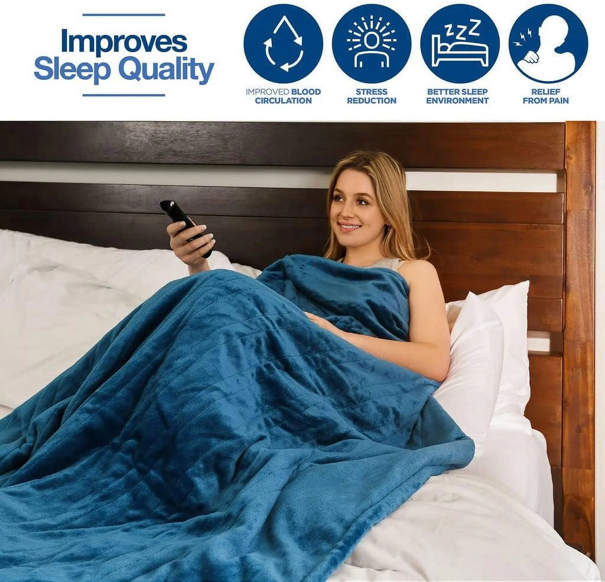 Heated Blanket with Hand Controller for 10 Heating Settings - Electric Blanket with auto Shut-Off ( Blue 50 x 60) - MedicalKingUsa