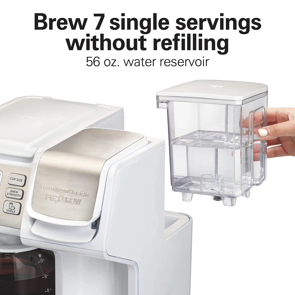 Hamilton Beach FlexBrew Trio 2-Way Coffee Maker, Compatible with K-Cup Pods or Grounds, Combo, Single Serve & Full 12c Pot, Black - Fast Brewing (49902)