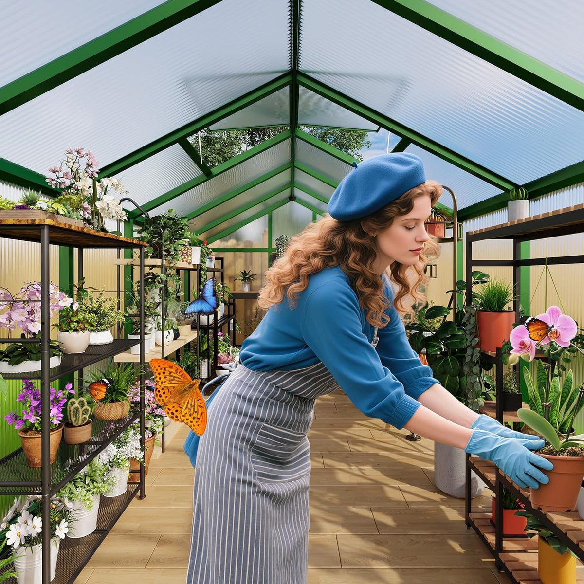 6 x 10 ft Greenhouse  Greenhouses for Outside  Polycarbonate Greenhouse with Aluminum Frame  Lockable Door and Ajustable Roof Vent for Backyard  Green Houses for Outside Garden Backyard  Patio