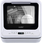 COMFEE' Portable Dishwasher Countertop with 5L Built-in Water Tank, No Hookup Needed, 6 Programs, 360° Dual Spray, 192�?High-Temp& Air-Dry Function, Mini Dishwasher for RVs, White