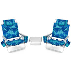 2 Pack 5-Position Outdoor Folding Backpack Beach Chair & Table Set, Patio Lawn Camping Chair Beach Sling Chair