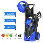3000PSI Electric Pressure Washer, 2000W 2.0 GPM Portable Electric Power Washer with 5 Nozzles