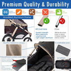 Jogging Sports Stroller with Comfort Rubber Wheels/Zipper-Less Entry/1-Hand Quick Fold/Aluminum Frame for Small/Medium Dogs, Cats and Pets (Green Camo)