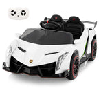 Lamborghini Licensed Kids Ride On 4WD Sports Car, 12V Battery Electric Vehicle Toy with Remote Control, 3 Speeds, Hydraulic Doors
