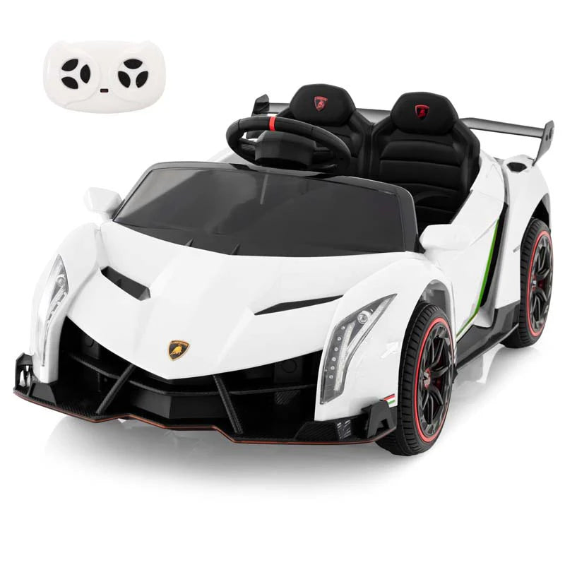 Lamborghini Licensed Kids Ride On 4WD Sports Car, 12V Battery Electric Vehicle Toy with Remote Control, 3 Speeds, Hydraulic Doors