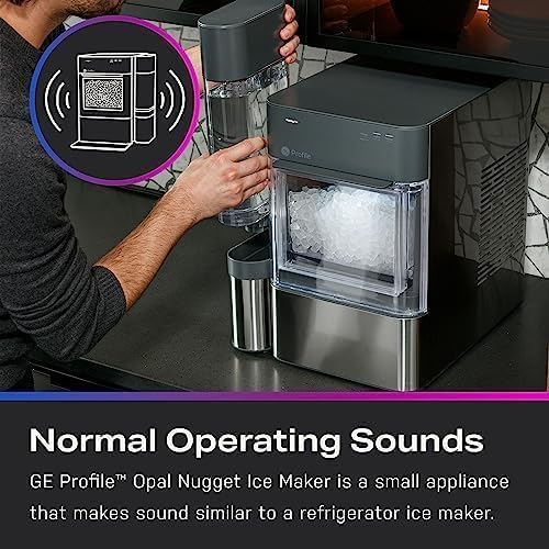 GE Profile Opal 2.0 XL with 1 Gallon Tank, Chewable Crunchable Countertop Nugget Ice Maker, Scoop included, 38 lbs in 24 hours, Pellet Ice Machine with WiFi & Smart Connected, Stainless Steel