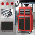 2-in-1 Rolling Tool Chest, 5-Drawer Tool Storage Cabinet with Wheels, Adjustable Shelf, Tool Box Organizer for Garage Warehouse Workshop