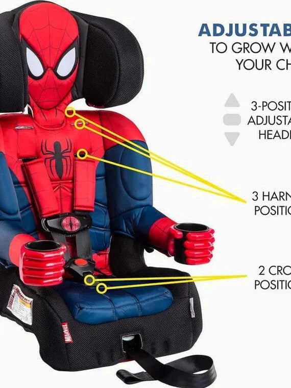 2025 KidsEmbrace Marvel Spider-Man 2-in-1 Forward-Facing Booster Car Seat LATCH | 5-Point Harness Booster 22-65lbs converts to Belt-Positioning Booster 40-100lbs | Adjustable
