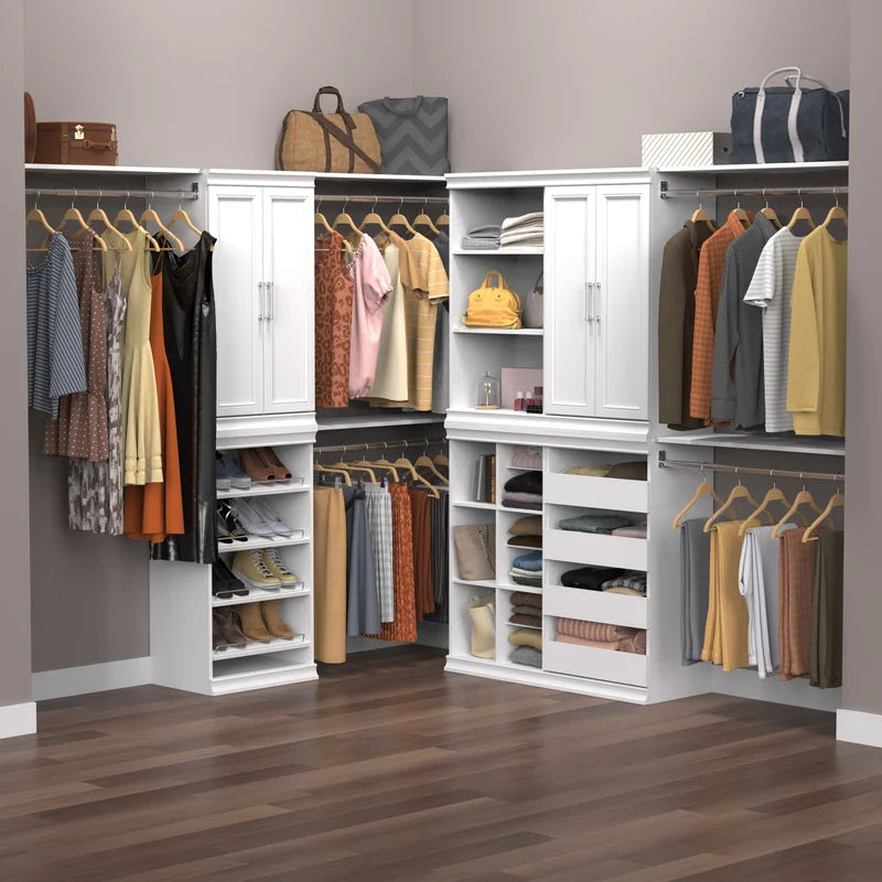 4613 Modular Storage Pair Set, 2 Glass Pane Doors, Wood Closet Organizer Shaker Style, Add On Accessory for Shelf Units, Taupe, Kit