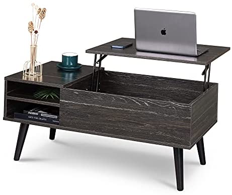 WLIVE Wood Lift Top Coffee Table with Hidden Compartment and Adjustable Storage Shelf