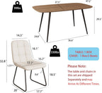 47.2'' Dining Table Set for 4,Modern Wood Dining Table,Leather Dining Chairs 4,Table and Chairs Set of 4,Ideal for Kitchen Dining Room (Walnut Color Table + 4 U-Shaped White Chairs, 47.2")