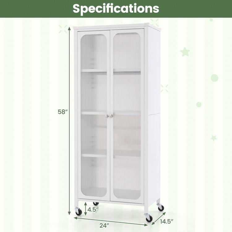 Storage Cabinet with Wheels and Adjustable Shelves