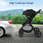 2-in-1 Convertible Baby Stroller, Foldable Infant Carriage with Reversible Seat