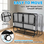 Folding Bed with Mattress 75" x 31" Cot Size Folded Bed, Rollaway Guest Bed Portable Foldable Extra Bed for Adults Daybed with 5" Memory Foam Mattress Space-Saving Sturdy Metal Grid Frame