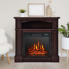 32" Electric Fireplace Mantel, Freestanding Wooden Surround Firebox with 1400W Fireplace Heater, Remote, Thermostat, 6H Timer