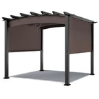 10 x 10 FT Patio Metal Pergola with Retractable Canopy Heavy-Duty Outdoor Pergola for Deck Backyard Garden