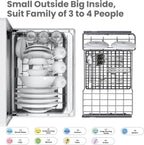 COMFEE' Portable Dishwasher Countertop with 5L Built-in Water Tank, No Hookup Needed, 6 Programs, 360° Dual Spray, 192�?High-Temp& Air-Dry Function, Mini Dishwasher for RVs, White