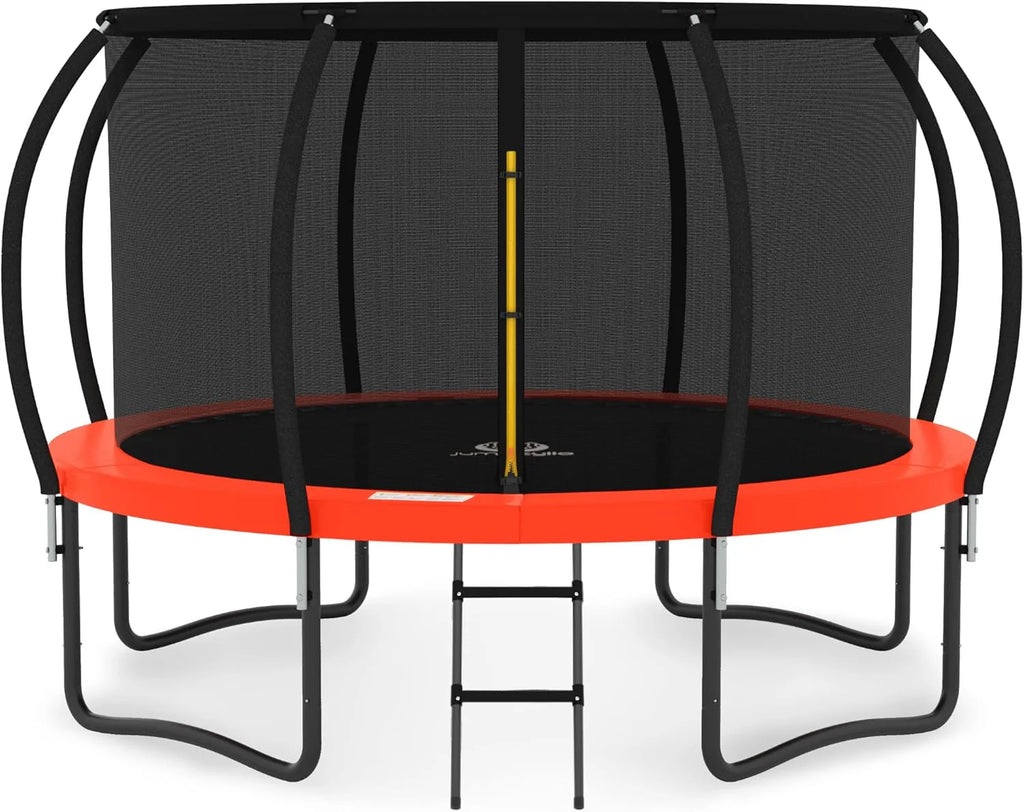 JUMPZYLLA Trampoline 8FT 10FT 12FT 14FT 15FT 16FT Trampoline with Enclosure - Recreational Trampolines with Ladder and AntiRust Coating, ASTM Approval Outdoor Trampoline for Kids