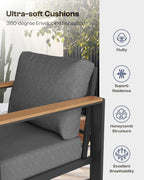Aluminum Outdoor Patio Furniture Set with Coffee Table  5 Piece Patio Conversation Sets with Washable Thick Cushions  Outdoor Sectional Furniture Set for Porch  Balcony  Deck  Yard  Graphite