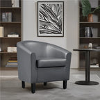Renwick Faux Leather Barrel Accent Chair for Living Room, Set of 2, Black