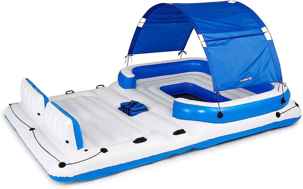 Tropical Breeze 6 Person Floating Island Lake Raft Lounge