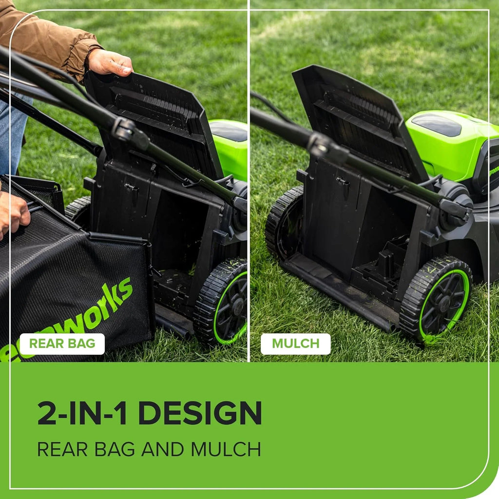 Greenworks 60V 17" Brushless (Push) Mower + 60V 13" String Trimmer, 4.0Ah Battery and 3A Charger