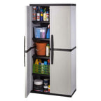 2025 Gray Plastic Freestanding Garage Cabinet, 35′′W x 71′′H x 18′′D, with Adjustable Shelves and Lockable Doors