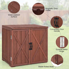 Wooden Garden Storage Cabinet Outdoor Tool Shed for Patio Backyard with Doors, 30" x 22" x 28.5"