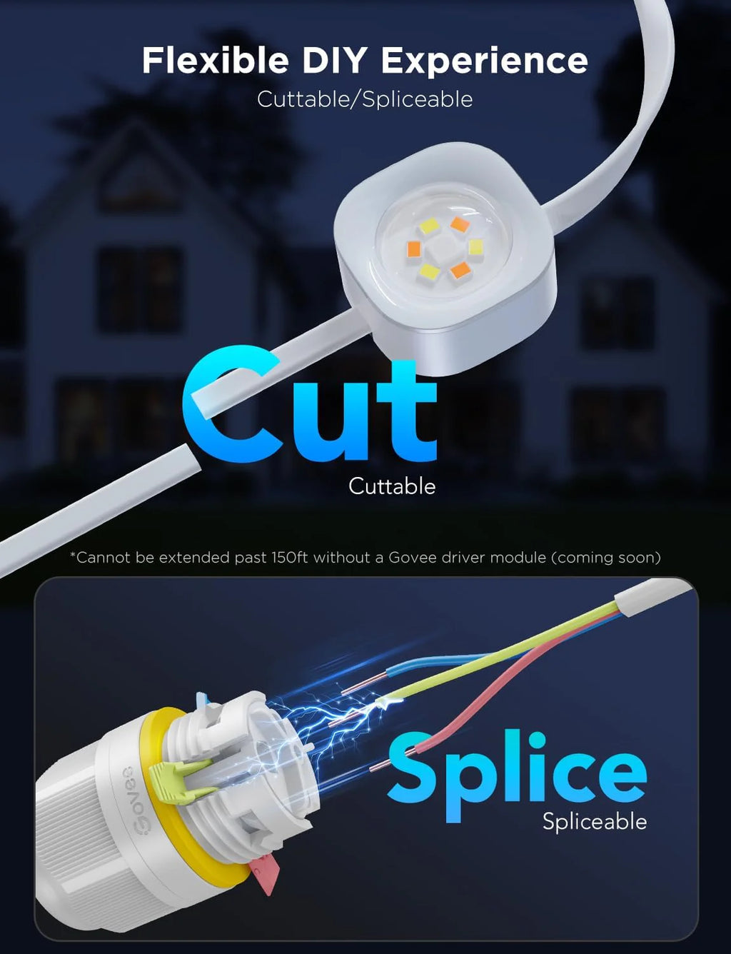 Govee Permanent Outdoor Lights Pro, 100ft with 60 RGBIC LED Lights for Daily and Accent Lighting, 75 Scene Modes for Halloween, IP67 Waterproof, Works with Alexa, Google Assistant, Matter, White