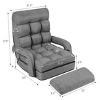 Foldable Massage Floor Chair Recliner, Single Lazy Sofa with Ergonomic Armrest, Adjustable 5 Backrest Positions & Detachable Mat