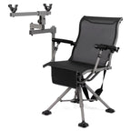360�� Swivel Hunting Chair with Adjustable Equipment Rest & Armrests, Folding All-Terrain Deer Blind Chair for Outdoor Camping, 330LBS Capacity