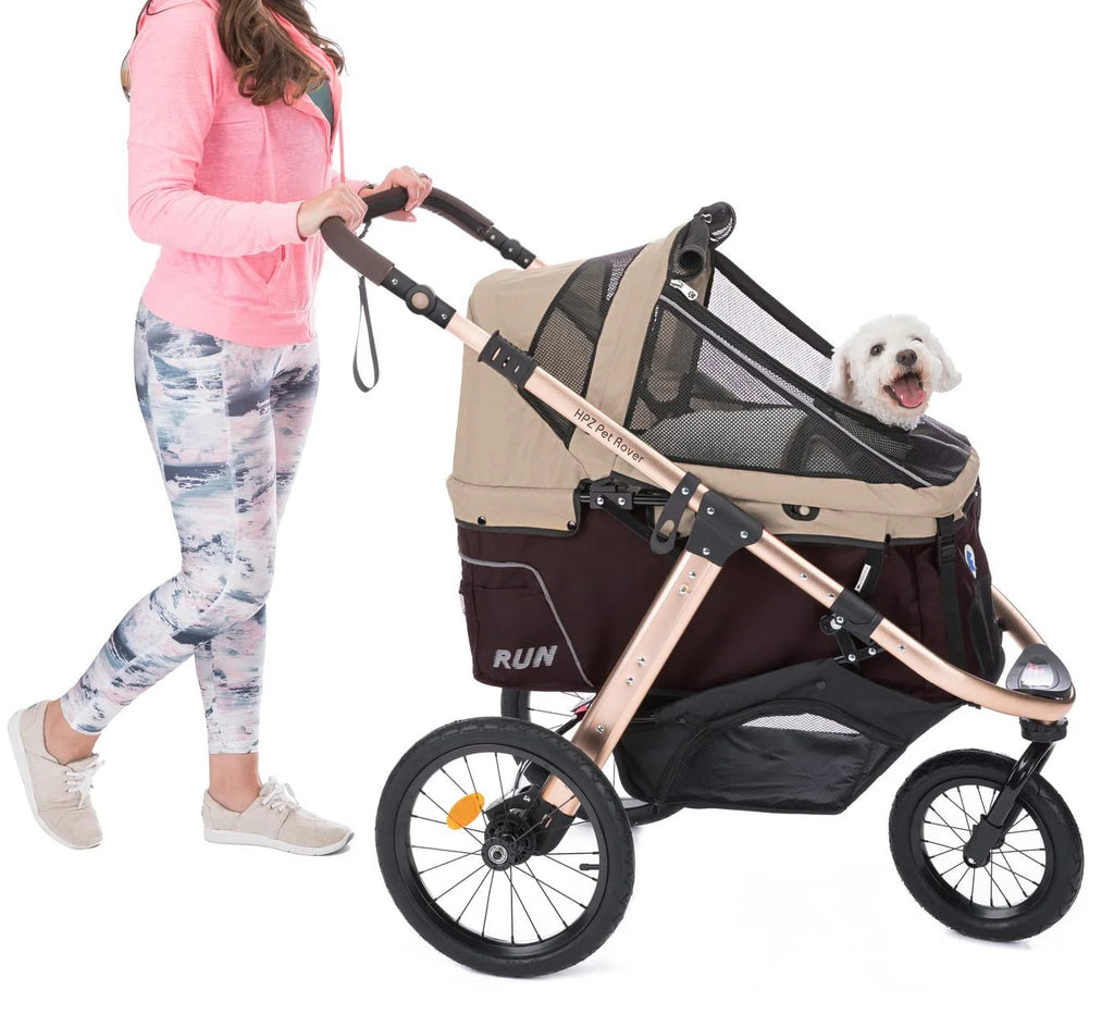 Jogging Sports Stroller with Comfort Rubber Wheels/Zipper-Less Entry/1-Hand Quick Fold/Aluminum Frame for Small/Medium Dogs, Cats and Pets (Green Camo)