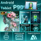 13 Inch Tablet, Android 16 Tablet with Keyboard, 32GB+256GB+2TB Expand, 120Hz 1920x1200 IPS Display, Gemini AI, 10000mAh, 8-Core, Wi-Fi, GPS, Large Screen 2K Tablet PC with Case, Mouse, Stylus(Silver)