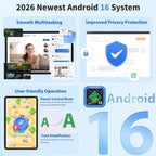 2026 Android 16 Tablet, 12 inch Tablet with Keyboard, 24GB+256GB+2TB Expand, Electronic Tablet PC with 2K Gemini AI, 8000mAh, Octa-Core, GMS, GPS, 2 in 1 Large Tablets with Case, Mouse, Stylus(Silver)
