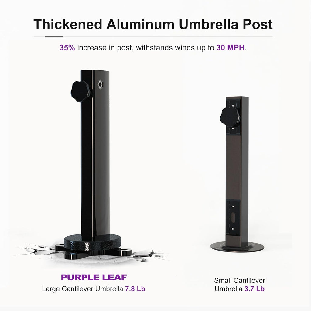 PURPLE LEAF 9' X 12' Cantilever Outdoor Umbrellas Large Patio Umbrella Hanging Double Top Rectangle Offset Umbrella with 360°Rotation Tilting Umbrella Outdoor Patio  Grey