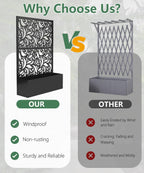 2PCS Metal Planter Box with Trellis 70.9"x47.2"x15.7" Raised Garden Bed with Drainage Holes  Privacy Planters for Outdoor Garden Bed for Climbing Plants Vegetables and Vines  Black-Flower