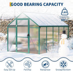 6x10 FT Greenhouse  Easy Assembly Aluminum Polycarbonate Greenhouses for Outdoors with Roof Vent and Ground Nails  Heavy Duty Aluminum Walk-in Greenhouse for Backyard  Sliding Lockable Door  Green