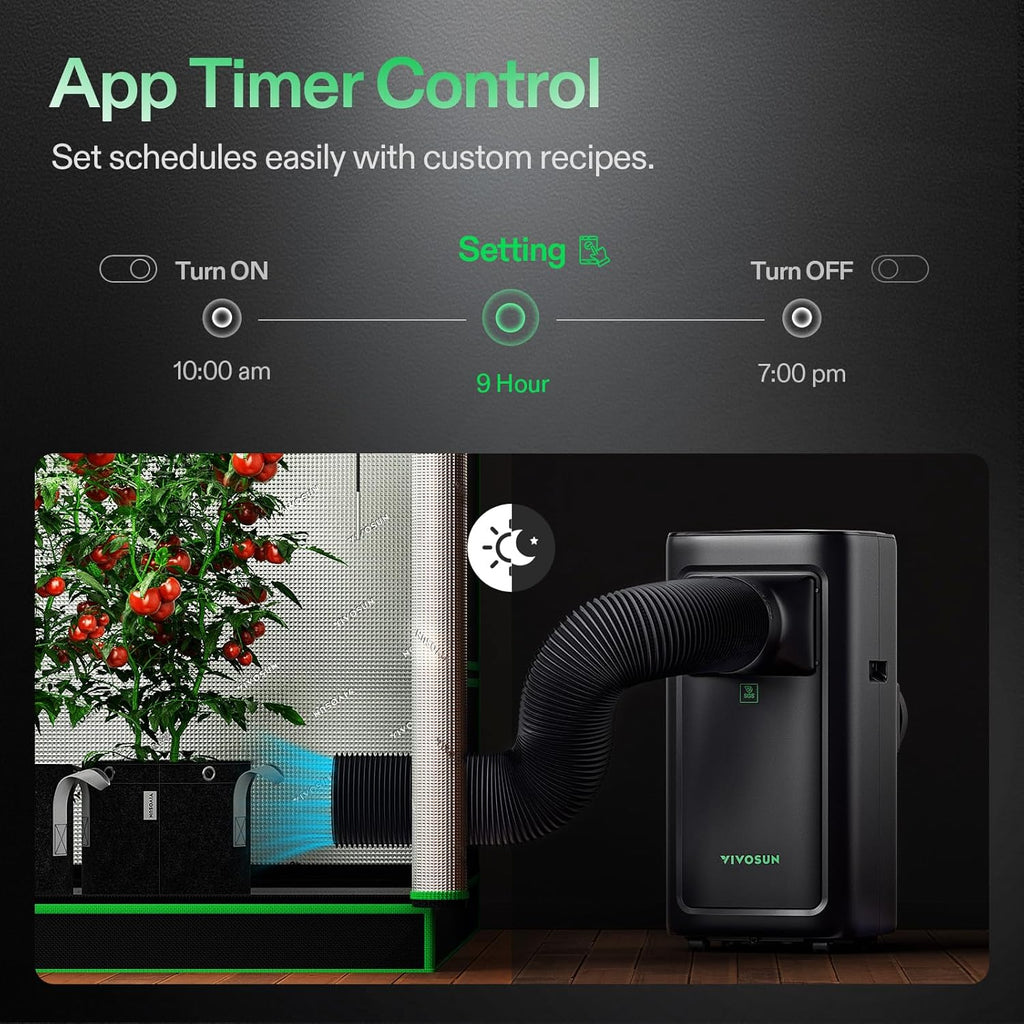 VIVOSUN AeroLush C08 Smart Air Conditioner  8000BTU  4-in-1 Function  with Temperature & Humidity Sensor Probe  Smart Remote Control  Designed for Growing Environments