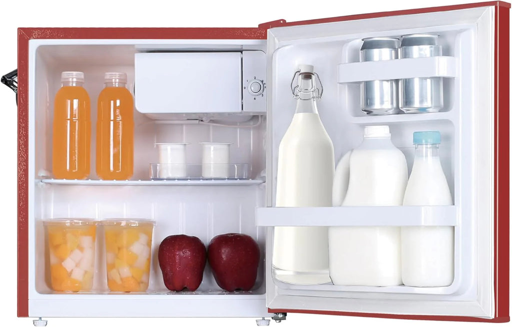 Frigidaire EFR176 Retro Compact Fridge with Chiller Mini Refrigerator with Built-in Bottle Opener for Office, Bedroom, Dorm Room or Cabin, 1.6 cu ft 16" D x 18" W x 18.5" H, Moonlight