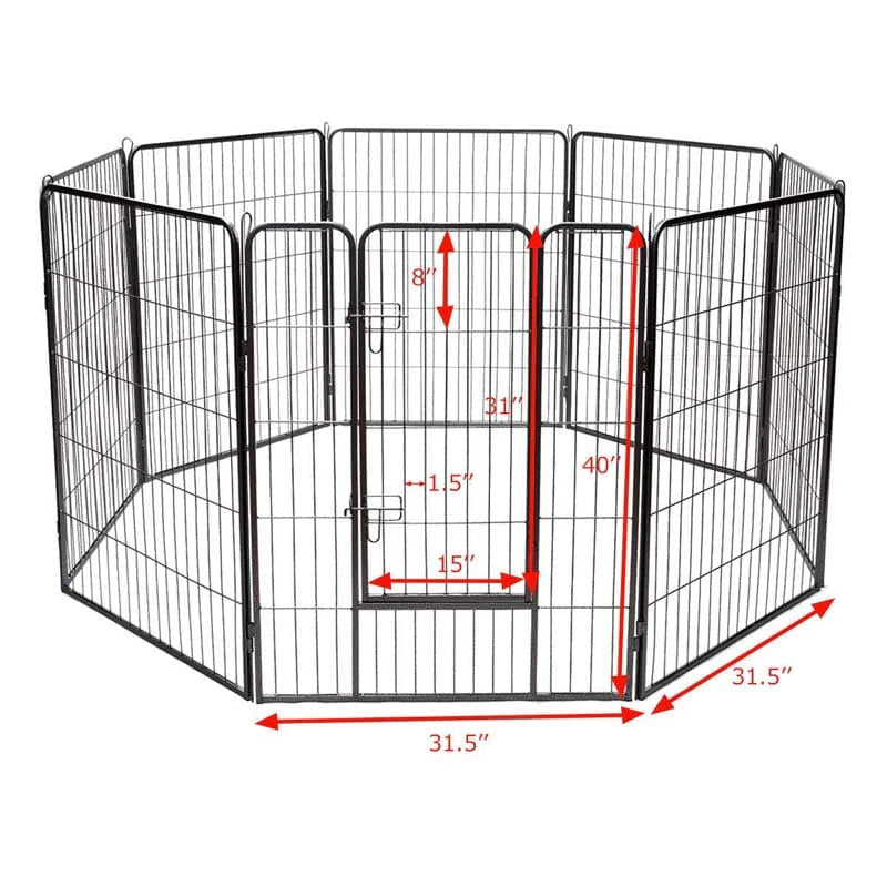 40" 16/8 Panel Pet Playpen with Door, Foldable Dog Exercise Pen, Metal Dog Puppy Cat Fence Barrier Kennel