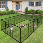 40" 16/8 Panel Pet Playpen with Door, Foldable Dog Exercise Pen, Metal Dog Puppy Cat Fence Barrier Kennel