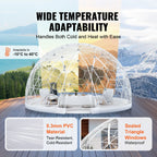 KFFKFF Outdoor Dome Shelter, 9.5 FT Clear PVC Garden Tent, Waterproof Geodesic Dome Tent with Window for Patio, Backyard Dining, and Parties