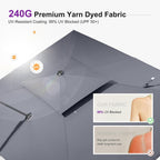 PURPLE LEAF 9' X 12' Cantilever Outdoor Umbrellas Large Patio Umbrella Hanging Double Top Rectangle Offset Umbrella with 360°Rotation Tilting Umbrella Outdoor Patio  Grey
