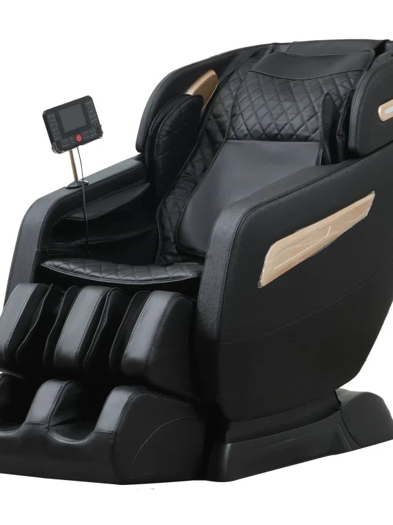 2024 4D Zero Gravity Massage Chair, Full Body Shiatsu Recliner with Yoga Stretching, SL Track, Intelligent Voice Control, Calf Kneading, Calfrest Extension, Premium Black Leather