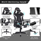 Ergonomic Swivel Massage Gaming Chair Recliner, E-Sport Gamer Racing Chair, Computer Office Chair with Headrest & Lumbar Support