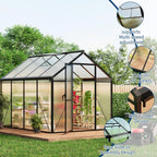 6 x 8 ft Greenhouse  Greenhouses for Outside  Polycarbonate Greenhouse with Aluminum Frame  Lockable Door and Ajustable Roof Vent for Backyard  Green Houses for Outside Garden Backyard  Patio