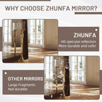 Arched Full Length Mirror with Solid Wood Frame, 71x32 Farmhouse Wall Mounted Floor Mirror with Stand, Vertical Hanging, Leaning Standing for Bedroom, Living Room, Brown