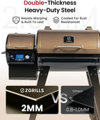 Z GRILLS ZPG-450A2 Wood Pellet Grill & Smoker  PID V3.0 Controller  459 Sq in Cook Area  Foldable Shelf  Meat Probe  Rain Cover  8 in 1 BBQ Grill Outdoor Auto Temperature Control  Bronze