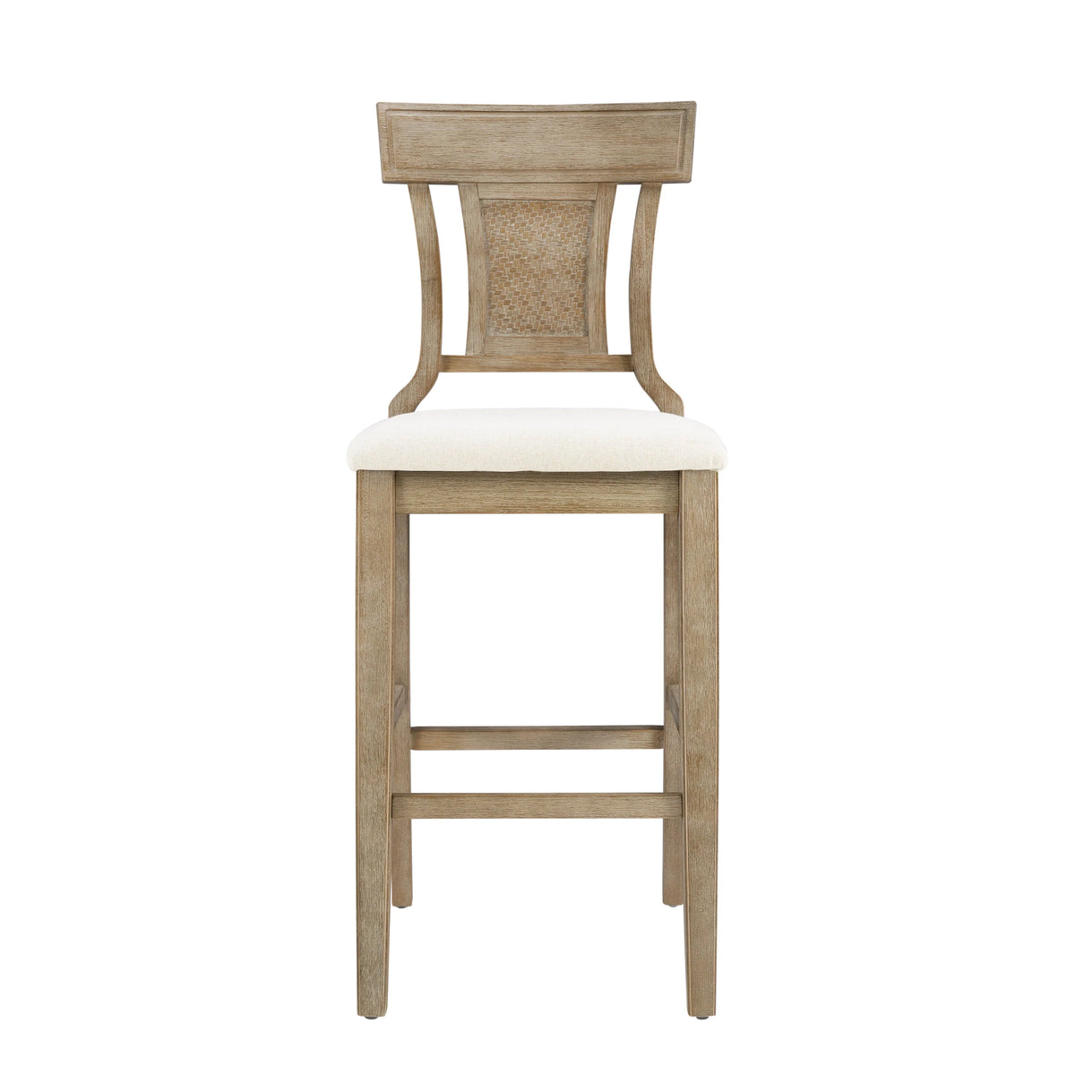 Linon Rylan 30" Bar Stool, Rustic Brown Finish with Beige Fabric