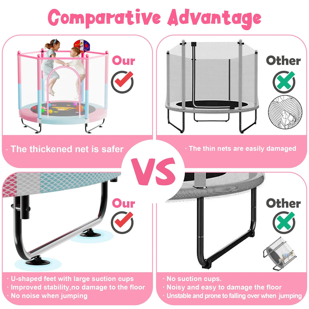 VGMiu 60" Trampoline for Kids, 5 FT Toddler Baby Trampoline